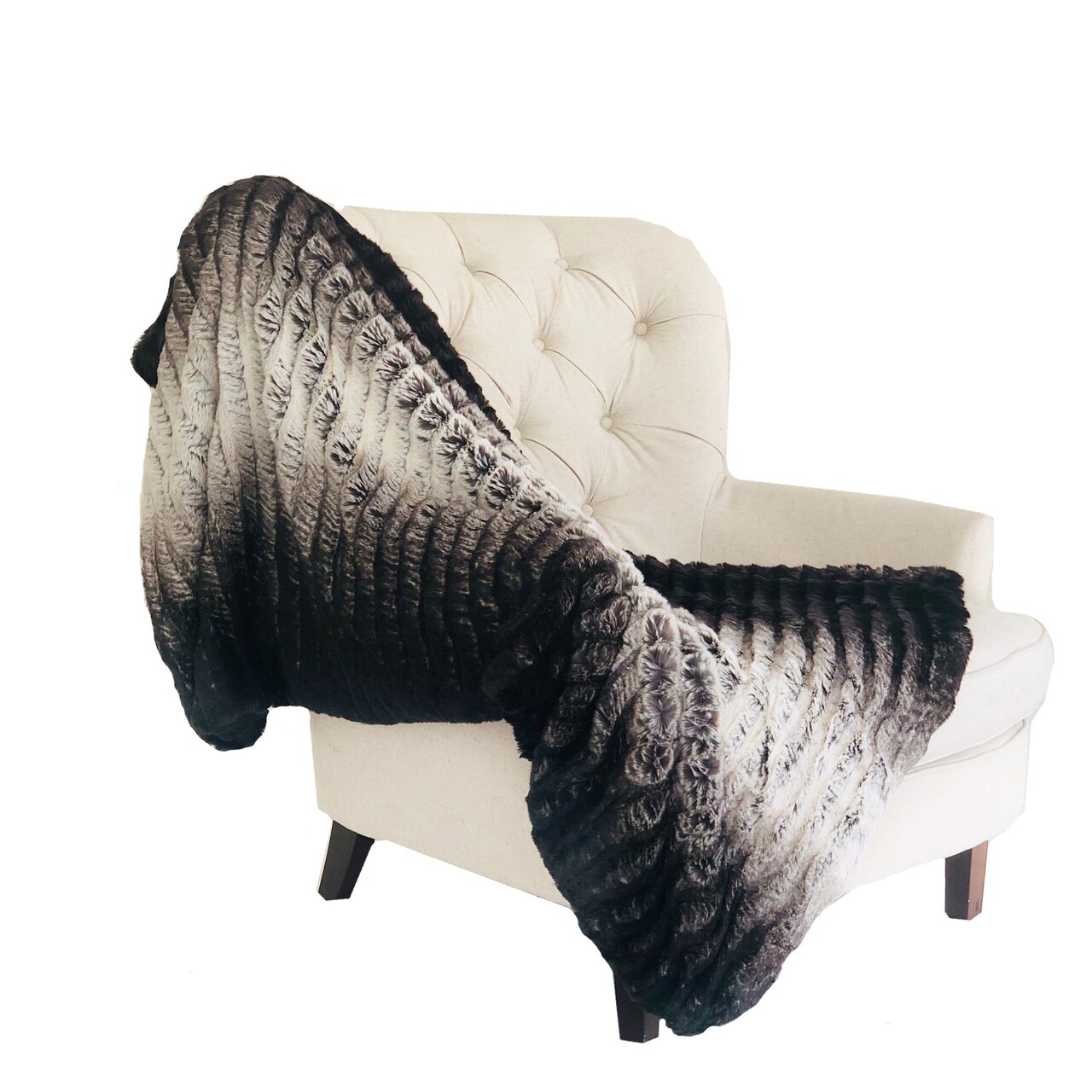 Edge Collections - Brown - Elegant Soft Luxury Faux Fur Blanket - 1 Piece